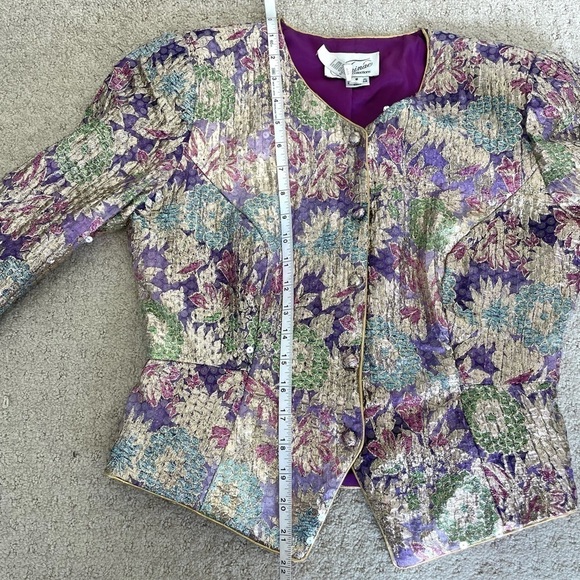 Vintage I. Magnin Farinae Collections Floral All Over Sequence Jacket Size 6 - Picture 8 of 11